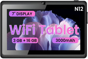I Kall N12 - Tablet 7 inch Display, 3000mAh Battery 3 GB RAM 16 GB ROM 7 inch with Wi-Fi Only Tablet (Black)