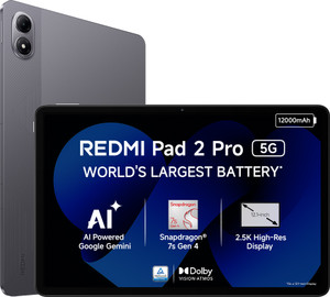 REDMI Pad 2 Pro 5G 8 GB RAM 256 GB ROM 12.1 inch with Wi-Fi+5G Gaming Tablet (Graphite Grey)