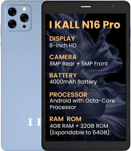 I Kall N16 PRO Tablet - 4000mAh Battery, Powerful Octa-Core Processor, 8MP Rear Camera 4 GB RAM 32 GB ROM 8 inch with 4G Tablet (Blue)