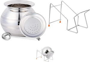 THANGAM Thangam Stainless Steel Pongal Pot with Rice Stainer,Vadi Plate &Ladle(4PCS SET) Tagine