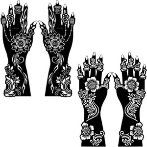 JMC Unique Mehndi Sticker Set of 4 Pes|Henna Stencil for Women, Girls model no 32-74 Temporary Tattoo Kit
