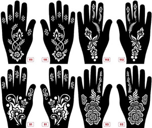vertexxx Mehndi Sticker Set of 8 Pes|Henna Stencil for Women, Girls and kidsRn1