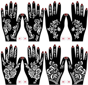 IVANA'S Pack of 8 Mehandi Tatto Stencils Set for Women, Girls & Kids