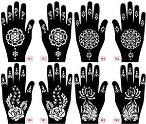 KICKWIX Set of 8 Henna Tattoo Stencil | Mehandi Stencils For Women, Girls & Kids