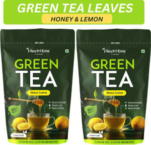 NeutriOne Honey & Lemon Green Tea Loose Leaf for Weight Loss | 100% Natural & Refreshing Lemon, Honey Green Tea Pouch
