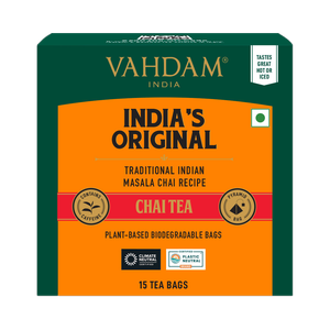 Vahdam Organic India's Original Chai Cardamom, Cinnamon, Cloves, Black Pepper Masala Tea Bags Pouch