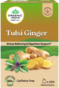 ORGANIC INDIA Ginger, Tulsi Tea Bags Box