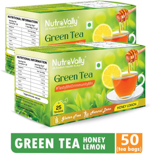 NutroVally Honey for weight loss with Premium tea leaves Honey, Lemon Green Tea Bags Box
