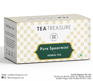 TeaTreasure Spearmint Herbal Tea 25 Tea Bags Mint Herbal Tea Box