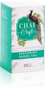 Chai Craft Cooling and Refreshing Spearmint Green Tea, 25 Tea Bags Mint Green Tea Bags Box