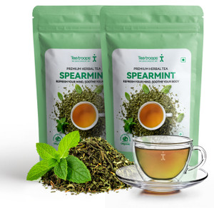 Tea Troops Spearmint Herbal Tea | Caffeine-Free | Digestion, Stress & Sleep Support Herbal Tea Pouch