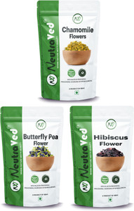 NeutraVed Combo Butterfly Pea Flower Tea 25g, Hibiscus Tea 30g, Chamomile Tea 30g Chamomile, Hibiscus Herbal Tea Pouch