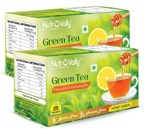 NutroVally Honey Lemon Green Tea for Weight loss | Immunity Booster & Refreshing Honey, Lemon Green Tea Bags Box