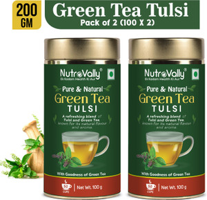 NutroVally Green Tea with Tulsi for weight loss Loaded with Anti-Oxidants Tulsi Green Tea Tin