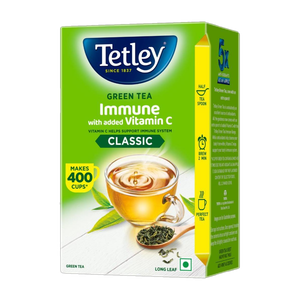 Tetley Green Tea Long Leaf Immune, With Added Vitamin C Green Tea Box