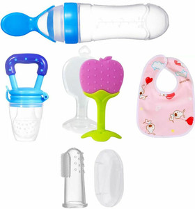 Smiley mia Baby fruit nibbler, teether, finger brush, bib & spoon feeder for feeding