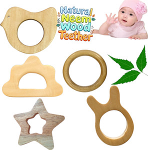 Aditya Creation Natural Neem Wood Baby Teether - Safe & Non-Toxic Teething Toy for Infants Teether and Feeder