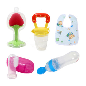 Muma's Love 5 Pieces Combo Set For Your New Born Babies (Multicolor) - Silicone