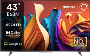 Hisense E68N 108 cm (43 inch) QLED Ultra HD (4K) Smart Google TV with Dolby Vision Far Field Voice Control AI Sports Mode