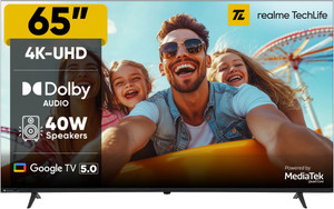 realme TechLife 165 cm (65 inch) Ultra HD (4K) LED Smart Google TV 2025 Edition with 5.0 with Dolby Audio, and 40 W downfiring speaker