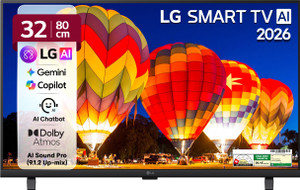 LG AI LB65 80 cm (32 inch) Full HD LED Smart WebOS TV 2026 Edition with Dolby Atmos, AI Magic Motion Remote, Multi AI (Google Gemini & MS Copilot), with Alpha5 AI Processor Gen9, HDR10 Pro, AI Sound Pro (Virtual 9.1.2 Up-mix), 5 YearsOS upgrade, Secured by LG Shield, LG Channels