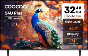 Coocaa S4U Plus 80 cm (32 inch) HD Ready LED Smart Coolita TV 2025 Edition with Dolby Audio| Narrow Frame Design| Eye Care Technology| 300+ Live Channels| Voice Control by Coolink App