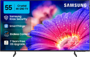 Samsung 138 cm (55 inch) Ultra HD (4K) LED Smart Tizen TV 2025 Edition with 4K Upscaling | HDR 10+ | PurColor | Slim Look | Samsung Knox Security | 100+ Free Channels | Voice Ready with SmartThings App | Universal Gestures