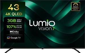 Lumio Vision 7 109 cm (43 inch) QLED Ultra HD (4K) Smart Google TV 2026 Edition with 4K HDR Dolby Vision + Atmos Over 100% Colour India’s Fastest Smart TV* with 3GB RAM