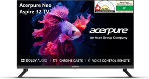acerpure Aspire Neo 80 cm (32 inch) HD Ready LED Smart Google TV 2025 Edition with GTV 5.0 | Ref+ with Android 14 (Black)|30W Dolby Audio| Live TV | Free to Air Channels |HDR 10 | Wall Mount Included