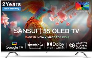 Sansui 140 cm (55 inch) QLED Ultra HD (4K) Smart Google TV with IPS Display | Dolby Vision & Atmos | DTS Sound | Zen Panel | Filmmaker Mode