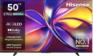 Hisense 50E75Q 126 cm (50 inch) QLED Ultra HD (4K) Smart VIDAA TV 2025 Edition with 4 Speakers 48W Powerful Speakers| Dolby Vision Atmos| Cricket Mode