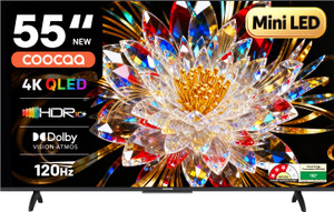 Coocaa 138 cm (55 inch) Ultra HD (4K) Mini LED Smart Google TV 2025 Edition with Local Dimming - 2025 Edition | Dolby Vision & Dolby Atmos | HDR 10+ | Filmmaker Mode | 120Hz Game Accelerator | ALLM & MEMC | Wide Colour Gamut | 36W Sound | 32 GB Storage