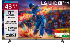 LG UR7500 108 cm (43 inch) Ultra HD (4K) LED Smart WebOS TV with Alpha5 AI Processor 4K Gen6, AI Picture Pro, 4K Upscaling, 60 Hz Refresh Rate, Game Optimizer, Magic Remote Capability, 5-Year Guaranteed with New OS Experience