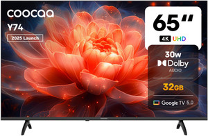 Coocaa Y74 164 cm (65 inch) Ultra HD (4K) LED Smart Google TV 2025 Edition with Dolby Audio | | 32 GB Storage | 30W Sound Output | HDR10 & HLG | Wide Colour Gamut | Narrow Frame Design | Google Assistant
