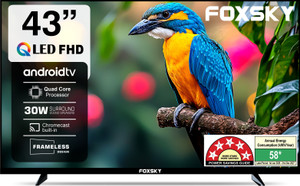 Foxsky 109 cm (43 inch) QLED Full HD Smart Android TV 2026 Edition with 2.1 CH Audio System Tuned by 30W Sun Voice India's Largest Speaker Manufacturer, Native 60Hz Refresh Rate