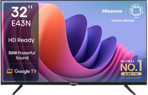 Hisense 80 cm (32 inch) HD Ready LED Smart Google TV with Dolby Audio, 30W Powerful Sound, HDR 10, Super Bright Panel (32E43N)