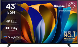 Hisense E6N 108 cm (43 inch) Ultra HD (4K) LED Smart Google TV with Dolby Vision Atmos, Dts Virtual X and 4K AI Upscaler