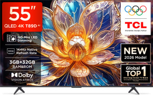 TCL QD-Mini LED Dimming T89D 138.71 cm (55 inch) QLED Ultra HD (4K) Smart Google TV 2026 Edition with TCL Ai HVA Panel Dolby Vision- Atmos, 34W Native Refresh Rate 144Hz, DLG 288Hz MEMC 120 Hz