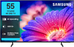 Samsung Crystal 4K Vista 138 cm (55 inch) Ultra HD (4K) LED Smart Tizen TV 2025 Edition with 4K Upscaling | HDR 10+ | PurColor | Slim Look | Samsung Knox Security | 100+ Free Channels | Voice Ready with SmartThings App | Universal Gestures