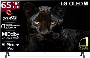 LG OLED A3 164 cm (65 inch) OLED Ultra HD (4K) Smart WebOS TV with Alpha7 AI Processor 4K Gen6, AI Picture Pro, Pixel Dimming, Dolby Vision IQ, Dolby Atmos, Eye Comfort Display, NVIDIA G-SYNC, VRR, AMD FreeSync, 60 Hz Refresh Rate, Game Optimizer, Magic Remote Control, 5-Year Guaranteed with New OS Experience