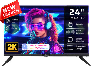 Uniboom 60 cm (24 inch) HD Ready LED Smart Android TV 2025 Edition with Voice Control App | 500+ Movies | 1000+ Certified Apps | Profile Mode| Aura Vision | Mobile Cast