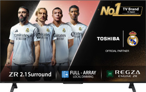 TOSHIBA 139 cm (55 inch) QLED Ultra HD (4K) Smart Google TV With Full Array Local Dimming, 49W Power Bass Woofer and HSR 120