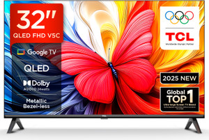 TCL V5C 80 cm (32 inch) QLED Full HD Smart Google TV 2025 Edition 100% Color Volume Plus | 24W Dolby Audio | Google Assitant | Chromecast built-in | Slim Design