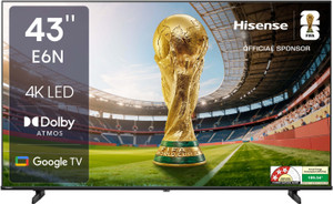 Hisense E6N 108 cm (43 inch) Ultra HD (4K) LED Smart Google TV with Dolby Vision Atmos, Dts Virtual X and 4K AI Upscaler