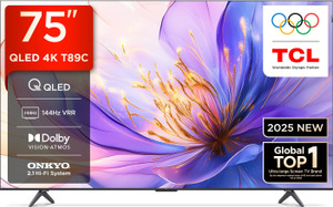 TCL T89C 189 cm (75 inch) QLED Ultra HD (4K) Smart Google TV 2025 Edition with HVA Panel | Dolby Vision- Atmos, 35W ONKYO 2.1 Hi-Fi System | 144 Hz Native Refresh Rate | MEMC 120