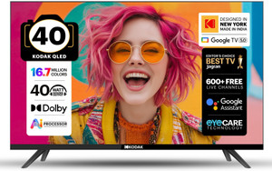 KODAK 100 cm (40 inch) QLED Full HD Smart Google TV 2026 Edition with Google Voice Assistant Remote Control 40 Watt Sound Output Dolby Sound Digital Tuner Eye Care Technology 10000+ Apps & Games Bezel Less Design Chromecast
