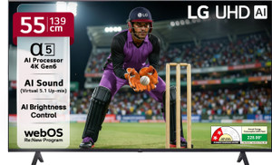 LG UR7500 139 cm (55 inch) Ultra HD (4K) LED Smart WebOS TV with Alpha5 AI Processor 4K Gen6, AI Picture Pro, 4K Upscaling, 60 Hz Refresh Rate, Game Optimizer, Magic Remote Capability, 5-Year Guaranteed with New OS Experience