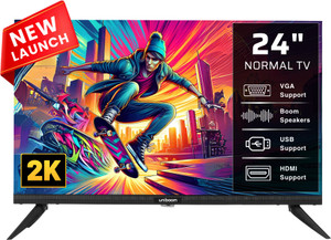 Uniboom Astra 60 cm (24 inch) HD Ready LED TV 2025 Edition with Firing Boom Speakers | Frameless | Aura Vision Display | Monitor Support | Dual USB
