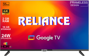 Reliance 140 cm (55 inch) Ultra HD (4K) LED Smart Google TV 2025 Edition with Metal Body, Fremless Design and Voice Remote