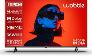 Wobble K Series 138.7 cm (55 inch) Ultra HD (4K) LED Smart Google TV 2025 Edition with MEMC Dolby Vision |36W Dolby Atmos |Zero-Frame Design WB55UDAGU